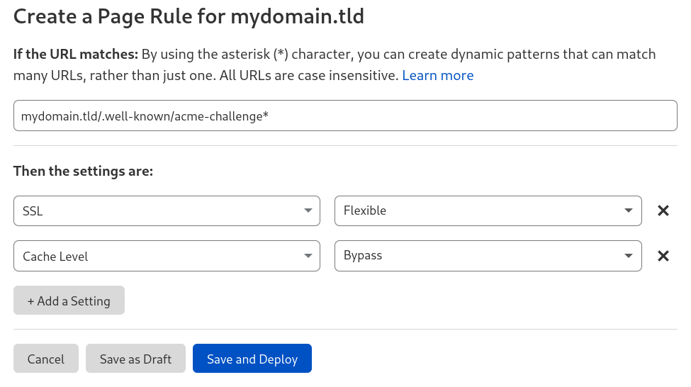 Bypass page rule on Cloudflare